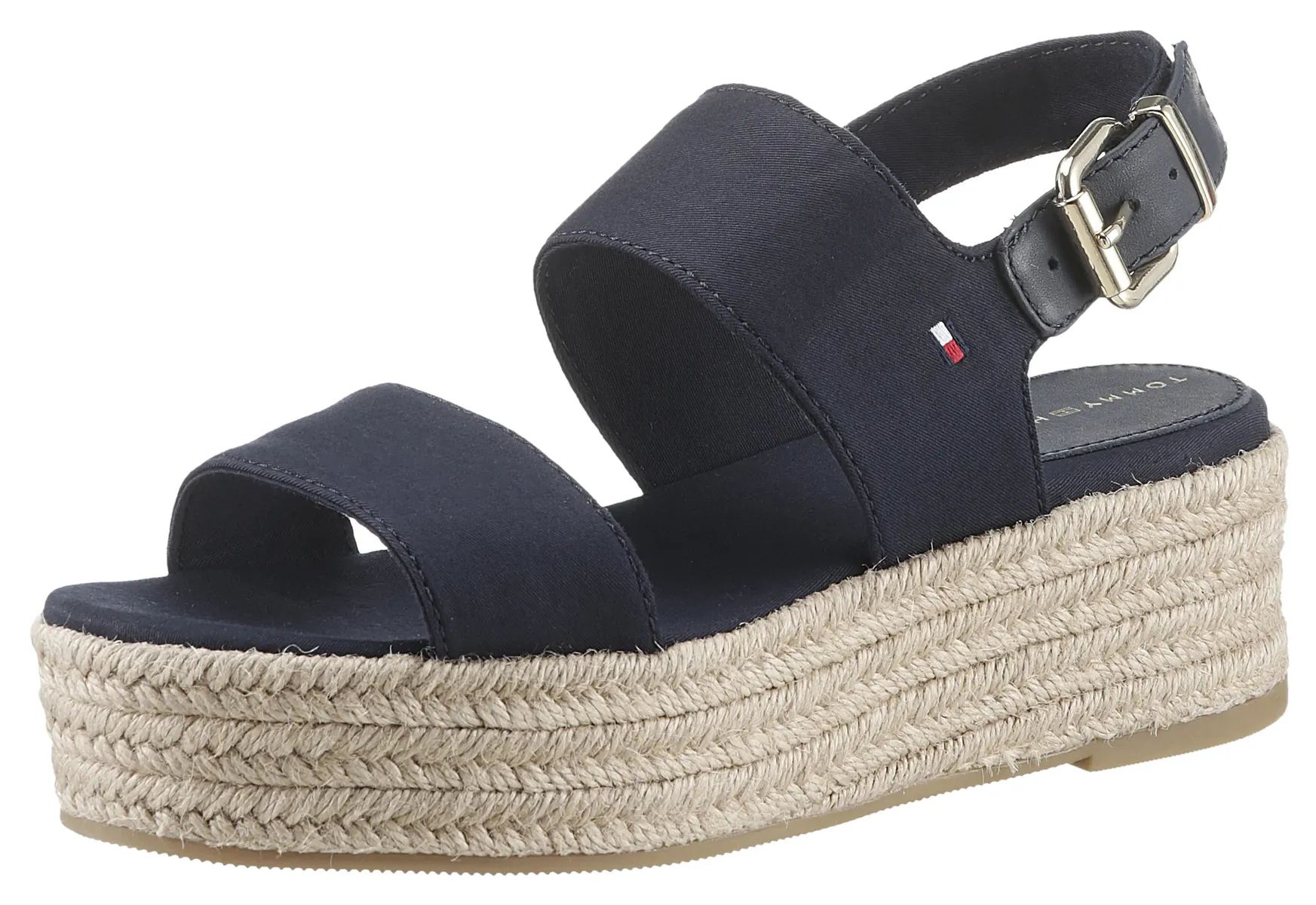 

Сандалии Tommy Hilfiger с ремешками "MID WEDGE SANDAL", летняя обувь, босоножки на платформе, обтянутой джутом, синий