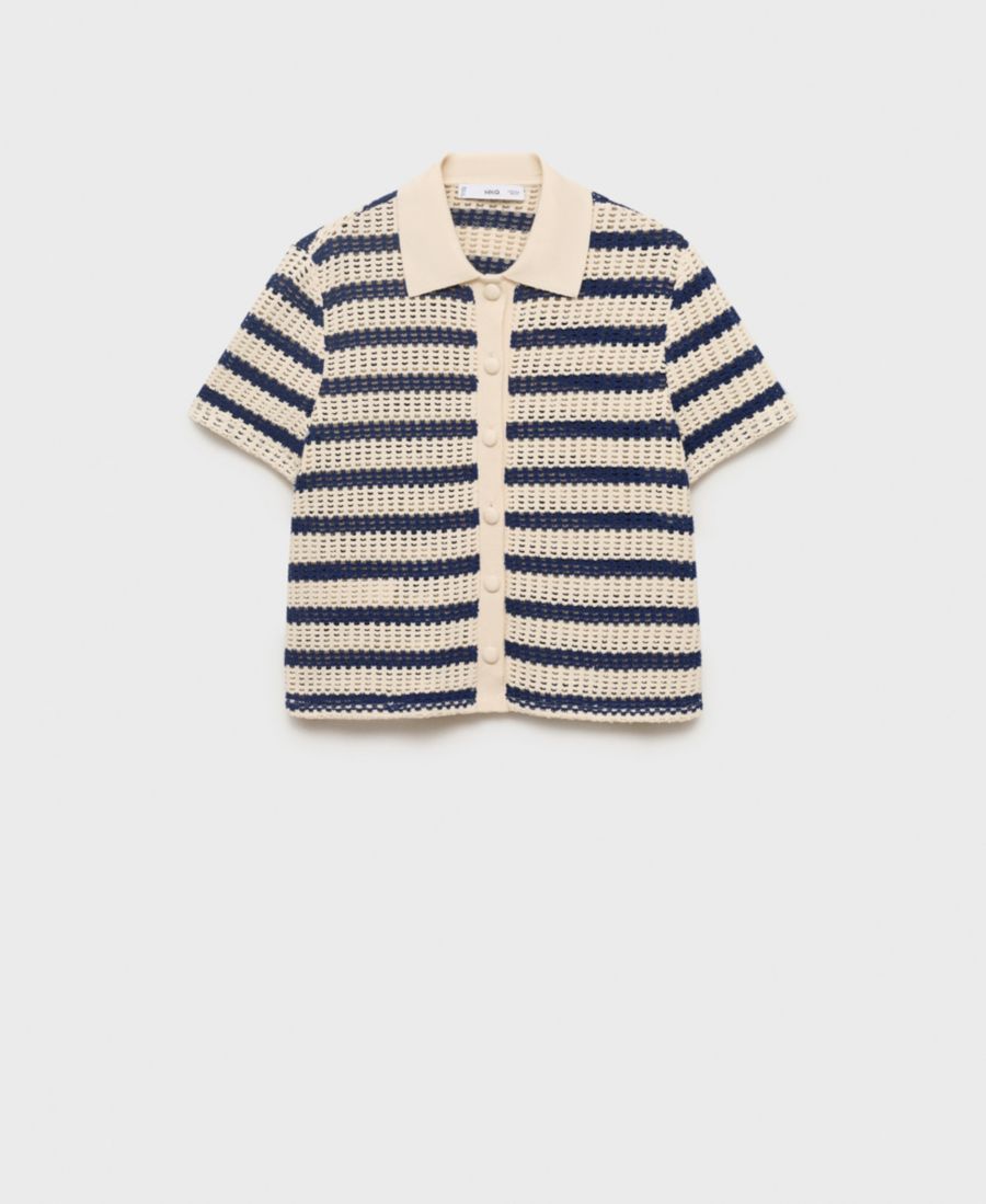 

Женский кардиган в полоску с короткими рукавами MANGO, Navy