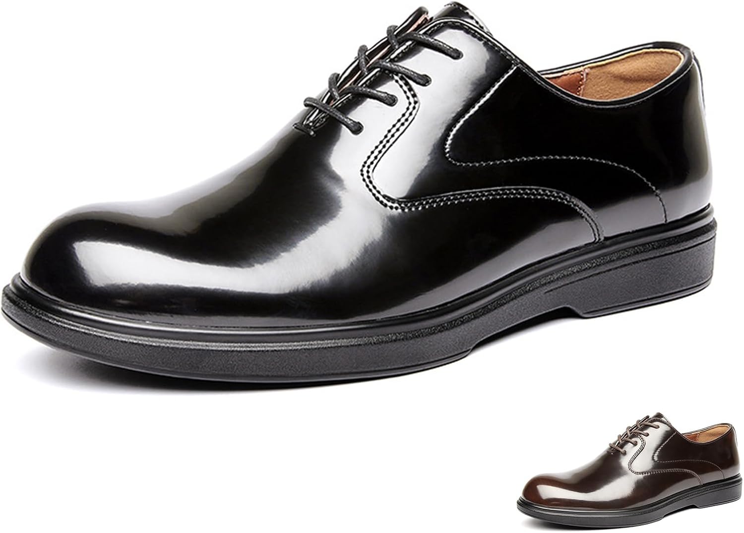 

Мужские туфли OXNEUHG из натуральной кожи с шнуровкой, классические оксфорды из лакированной кожи с круглым носком, низкие повседневные, деловые, офисные и свадебные туфли, черный