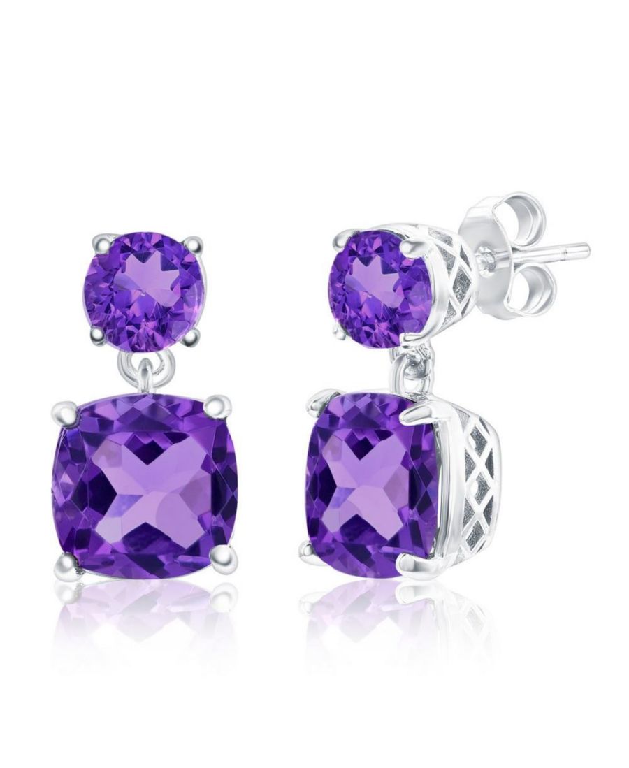 

Серьги из стерлингового серебра с круглыми и квадратными камнями Simona, Amethyst
