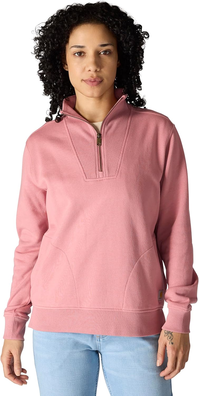 

Carhartt Women's TENCEL Fiber Series расслабленный фасон полузастежка свитшот, Rose Tint