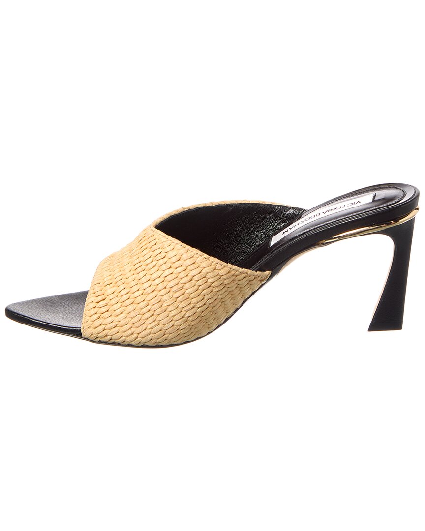 Victoria Beckham Raffia & Leather Sandal, коричневый — фото 2