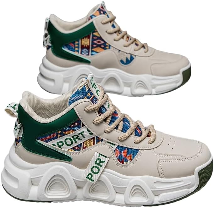 

Мужские дышащие кроссовки из сетки - повседневные спортивные беговые туфли с толстой резиновой подошвой, шнуровкой, универсальный стиль на все сезоны, низкий уровень подъема для повседневной одежды и тренировок Hoalox, зеленый