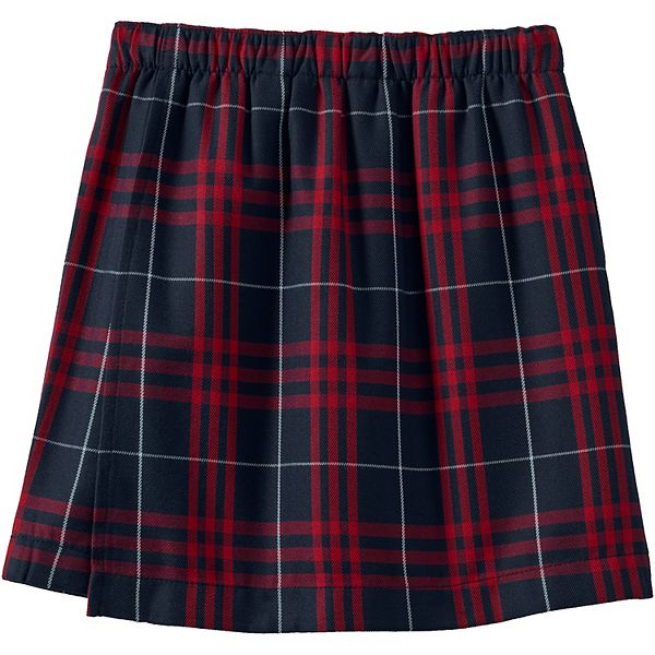 Детская плиссированная юбка-шорты A-line Lands' End, Navy Large Plaid — фото 3