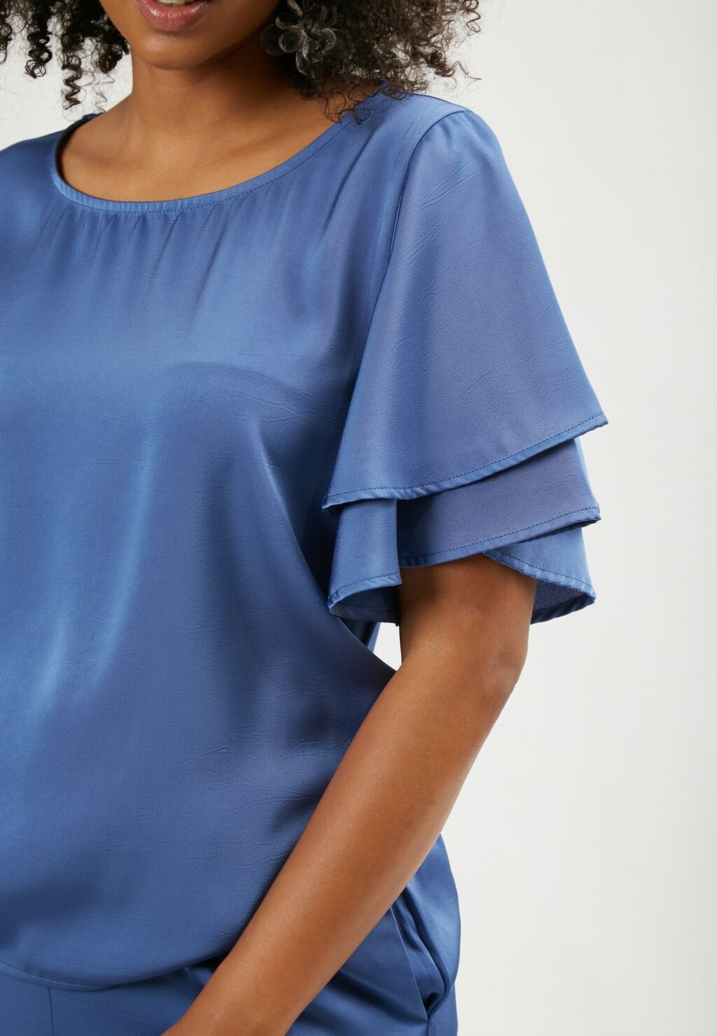 

Блуза VOLANT SLEEVES Maison Form'elle, синий