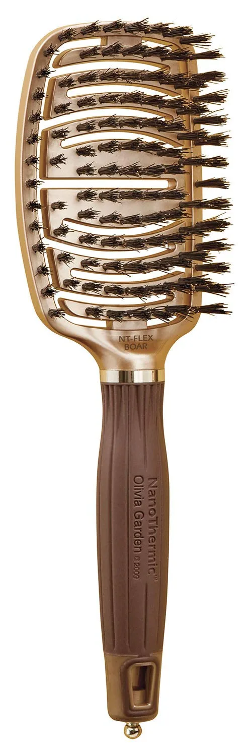 Расческа для волос Olivia Garden NanoThermic Ceramic + Ion Flex с плотным прилеганием к коже головы и вентиляцией 1 штука (1 шт.), Black, Brown, Gold — фото 2