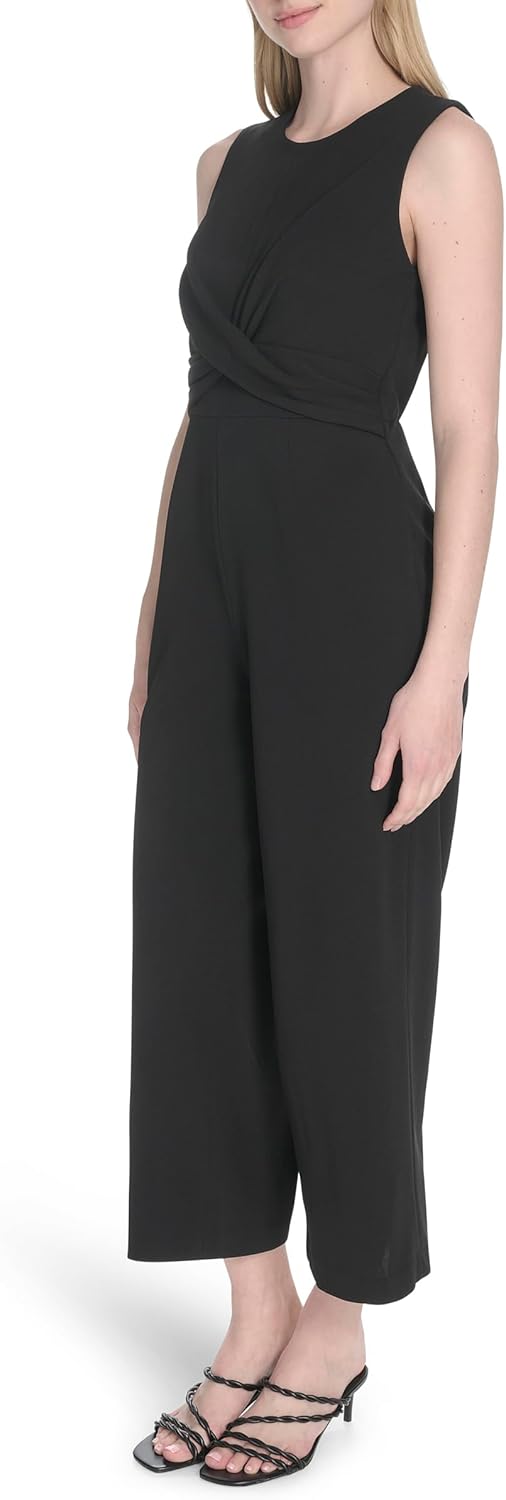 Женский комбинезон без рукавов Calvin Klein Scuba Crepe Cross Belt, Black — фото 2