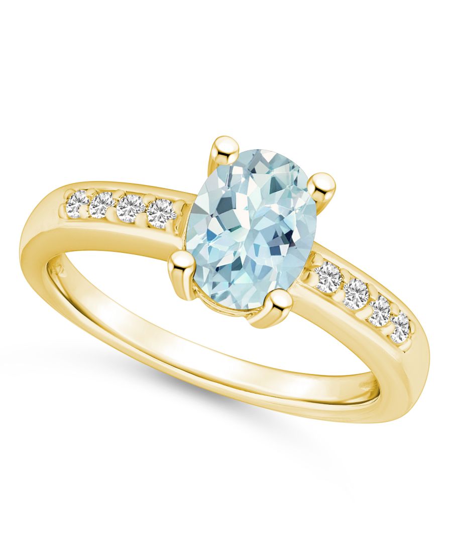 

Кольцо с аквамарином и бриллиантами (1,7 карата и 1,8 карата) из желтого золота 14 карат Macy's, Aquamarine