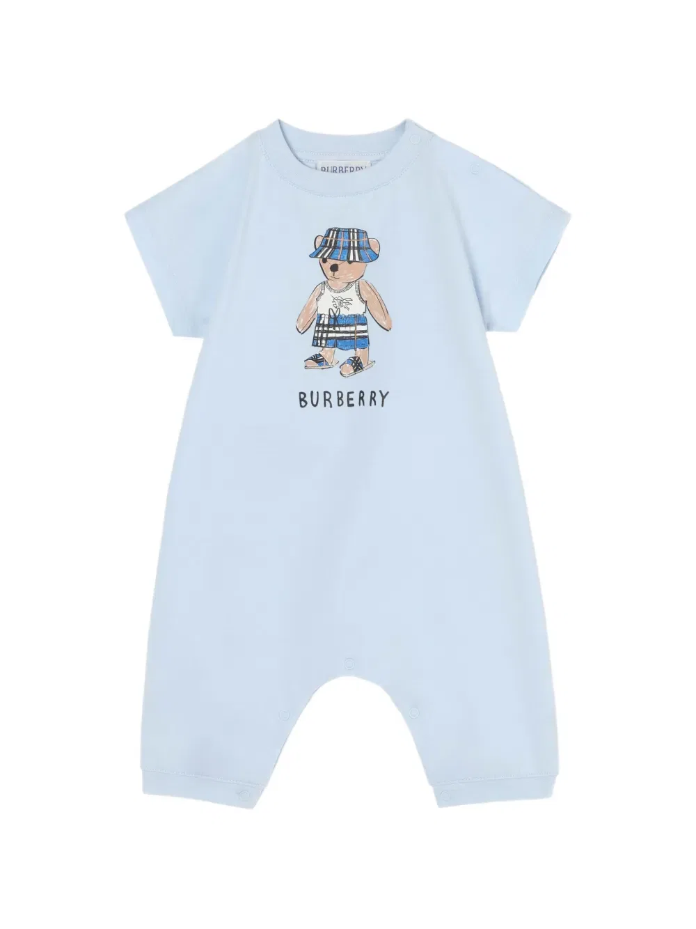 Хлопковый комбинезон "Пляжный медведь" Burberry Kids, синий