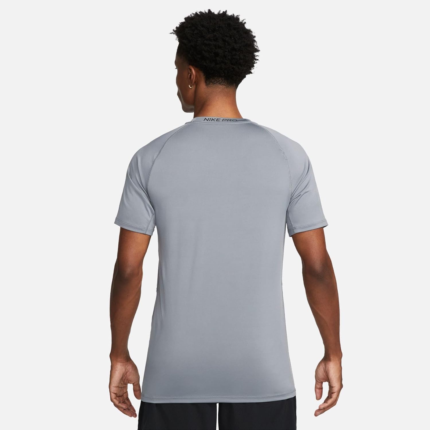 Мужская футболка Nike Pro Dri-fit Slim с коротким рукавом, Smoke Grey/Black — фото 3