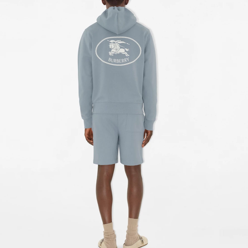 Худи Burberry Knight Stamp Cotton Zip up, светло-голубой — фото 4