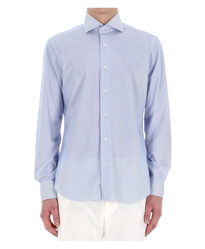 

Белая приталенная рубашка из легкого материала. Barba, мультиколор