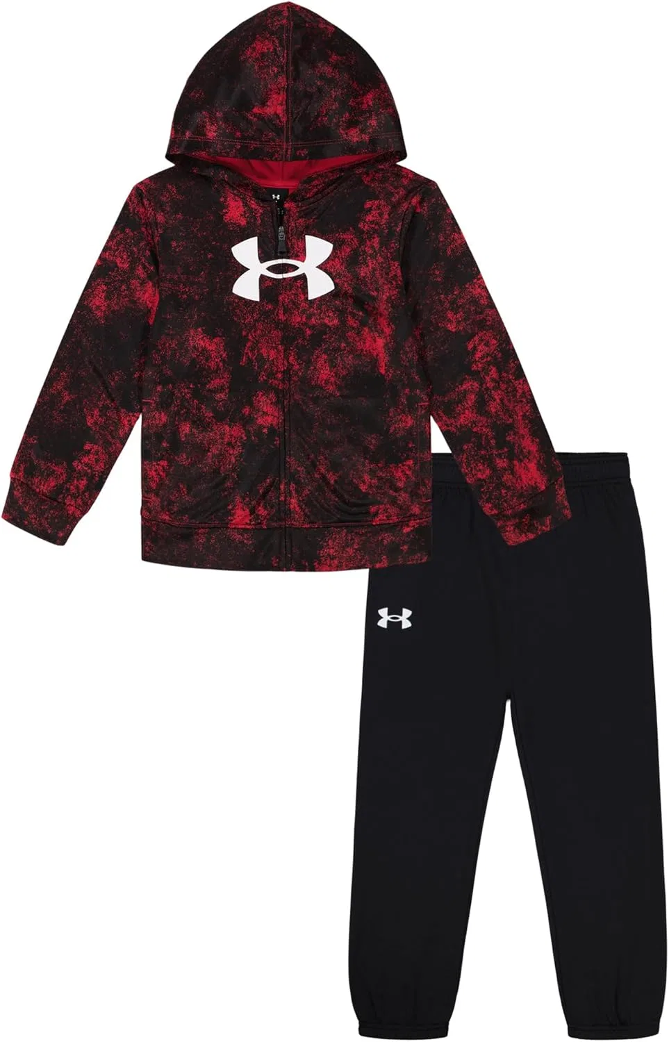 Детский комплект Under Armour из двух предметов: худи, толстовка на молнии и флисовые штаны, Red Printed