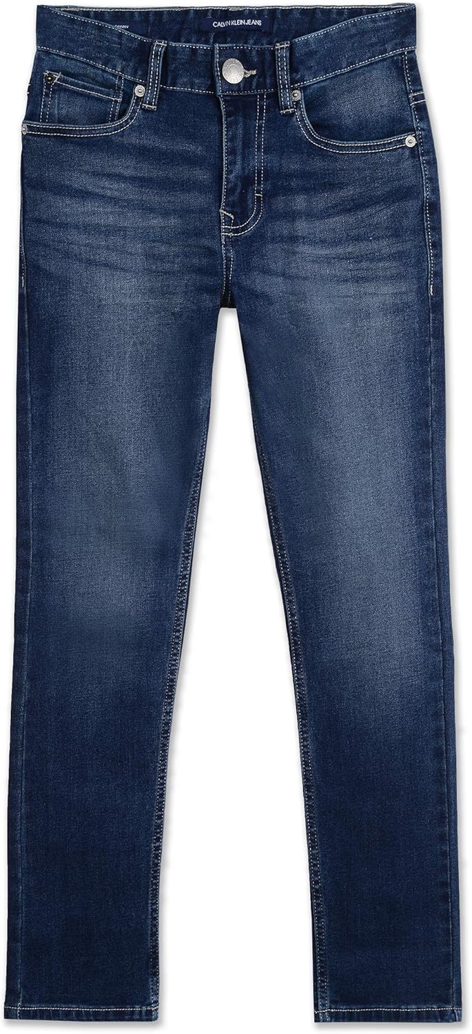 

Джинсы Calvin Klein для мальчиков скинни-кроя из эластичного денима, 5 карманов, застежка на молнию и пуговицы, Authentic