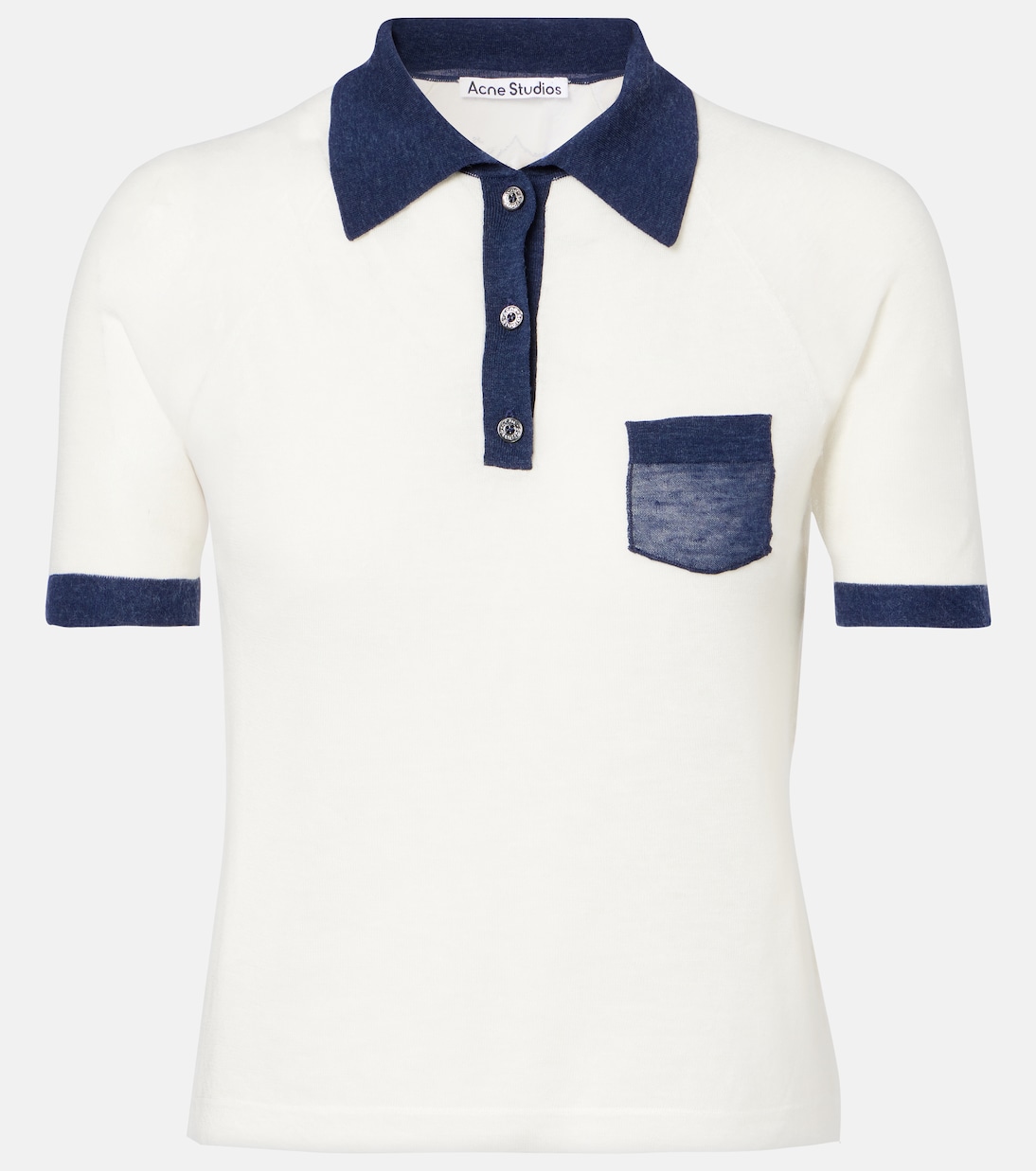 Полупрозрачная рубашка-поло Acne Studios, White/Navy