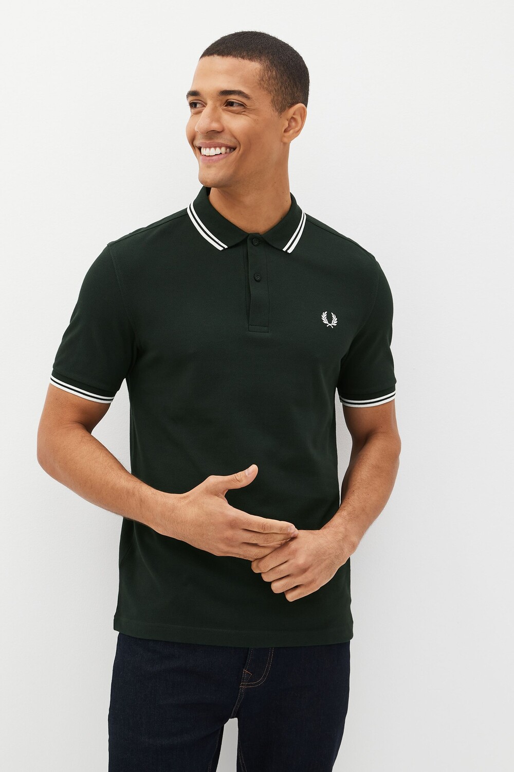 

Мужская рубашка-поло с двойными полосками Fred Perry, белый