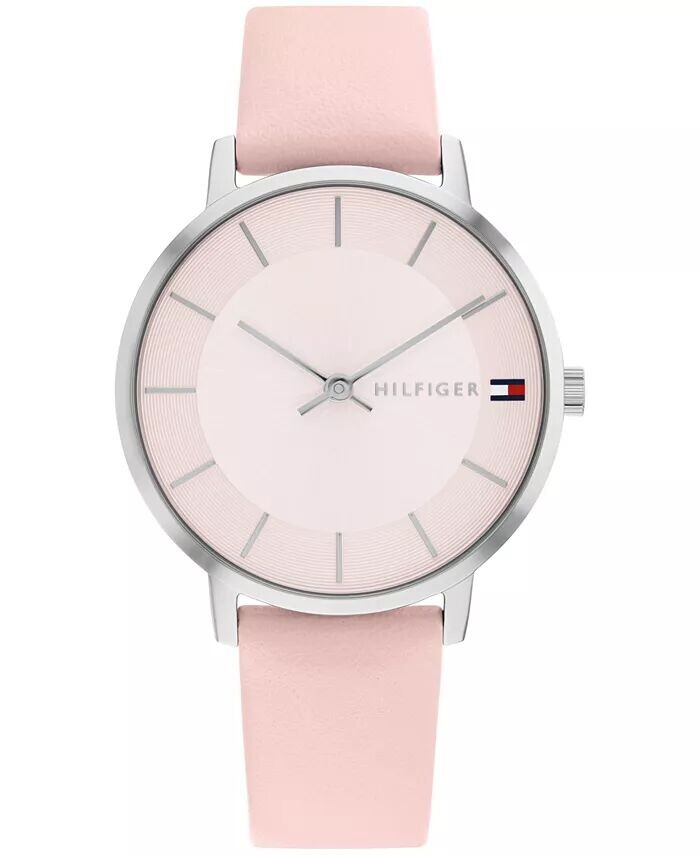

Женские кварцевые розовые кожаные часы 34 мм Tommy Hilfiger
