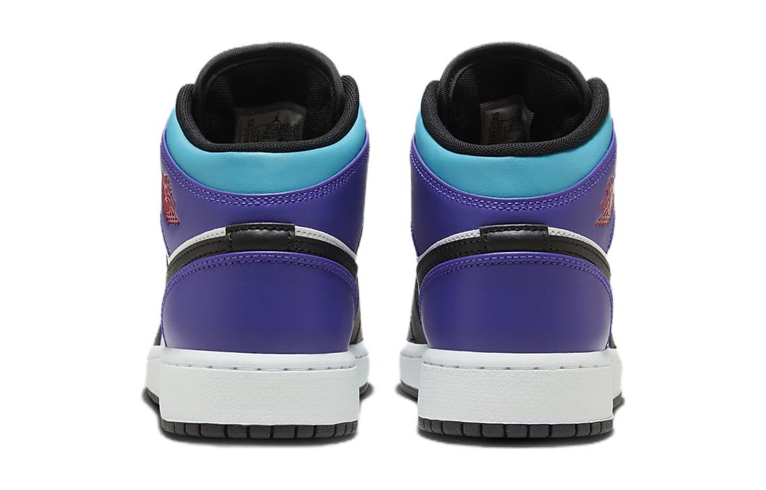 Детские кроссовки Jordan 1 Mid GS "Aqua" черно-фиолетовые — фото 4
