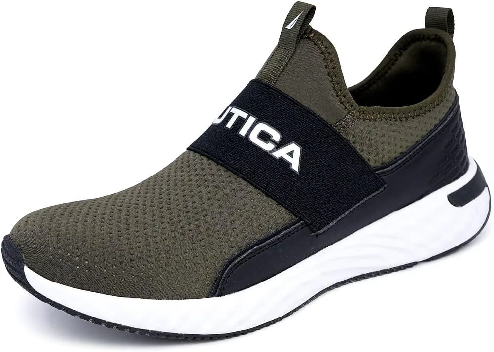 Мужские слипоны Nautica - повседневная модная обувь для прогулок, средняя и широкая полнота, оливковый