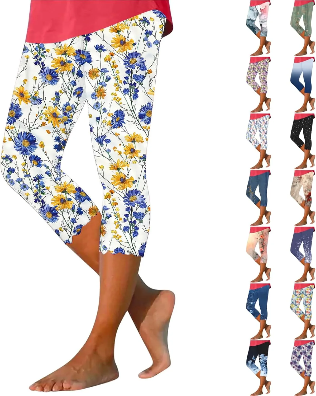 

Капри для женщин Casual летние брюки с цветочным принтом GOHRSHA