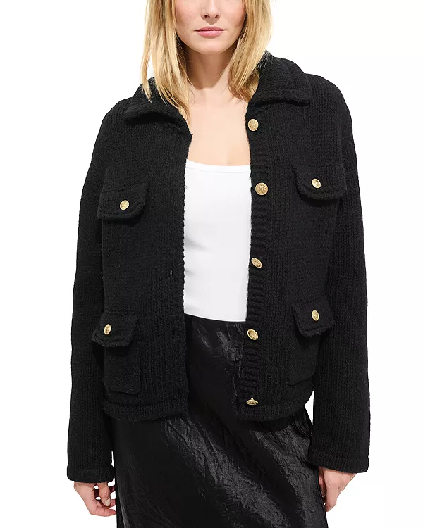 

Свитер-Куртка из мериносовой шерсти из Эдинбурга Alex Mill, черный