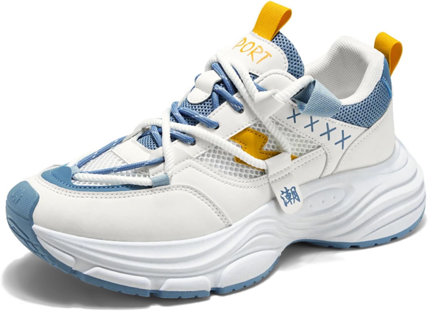 

Мужские модные кроссовки на шнуровке, удобная спортивная обувь, повседневные нескользящие кроссовки для прогулок и тенниса Netehadi, белый/синий