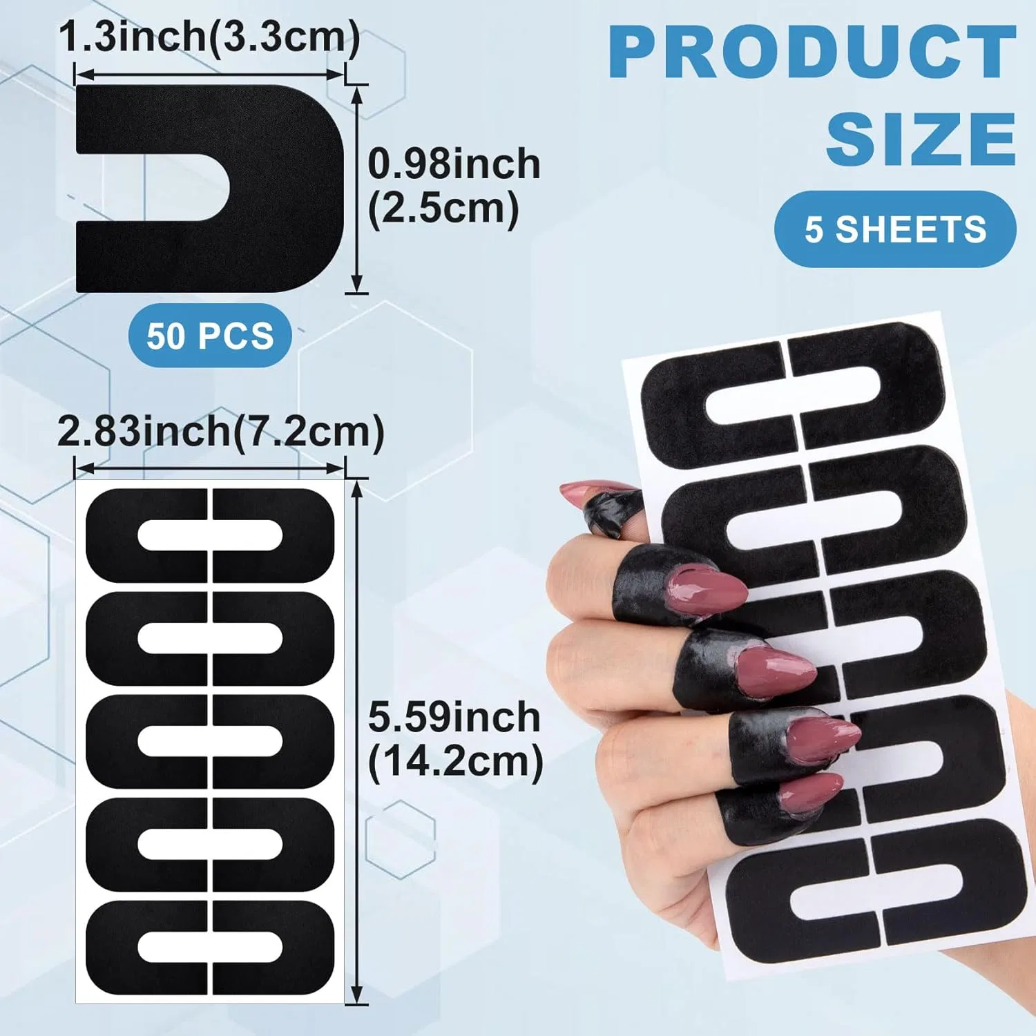 Черные U-образные протекторы для ногтей SmallCat, 50 шт. ‎Smallcat, Black 50Pcs — фото 2