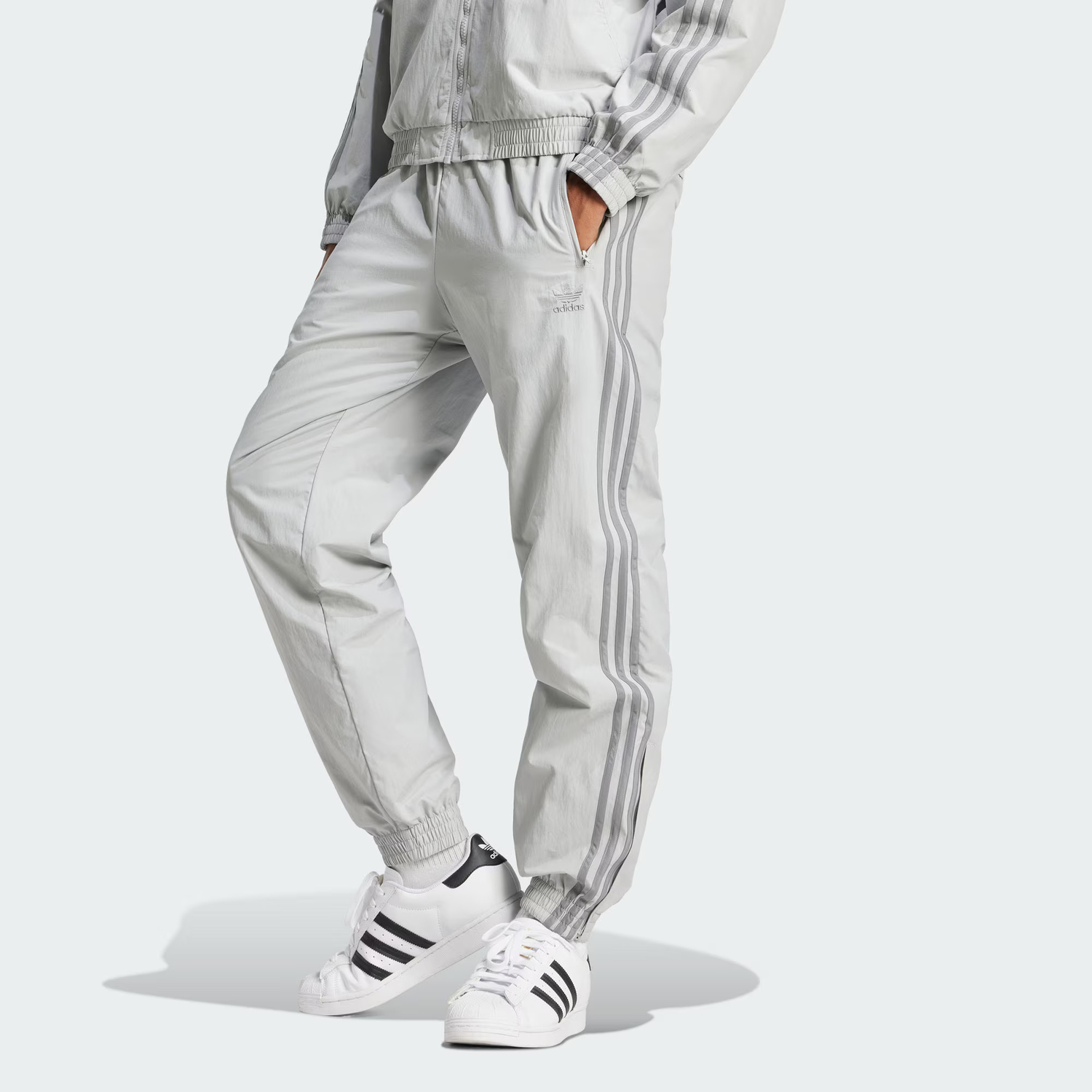 Adidas Originals Adicolor Firebird Track спортивные брюки мужские светло-серый — фото 3
