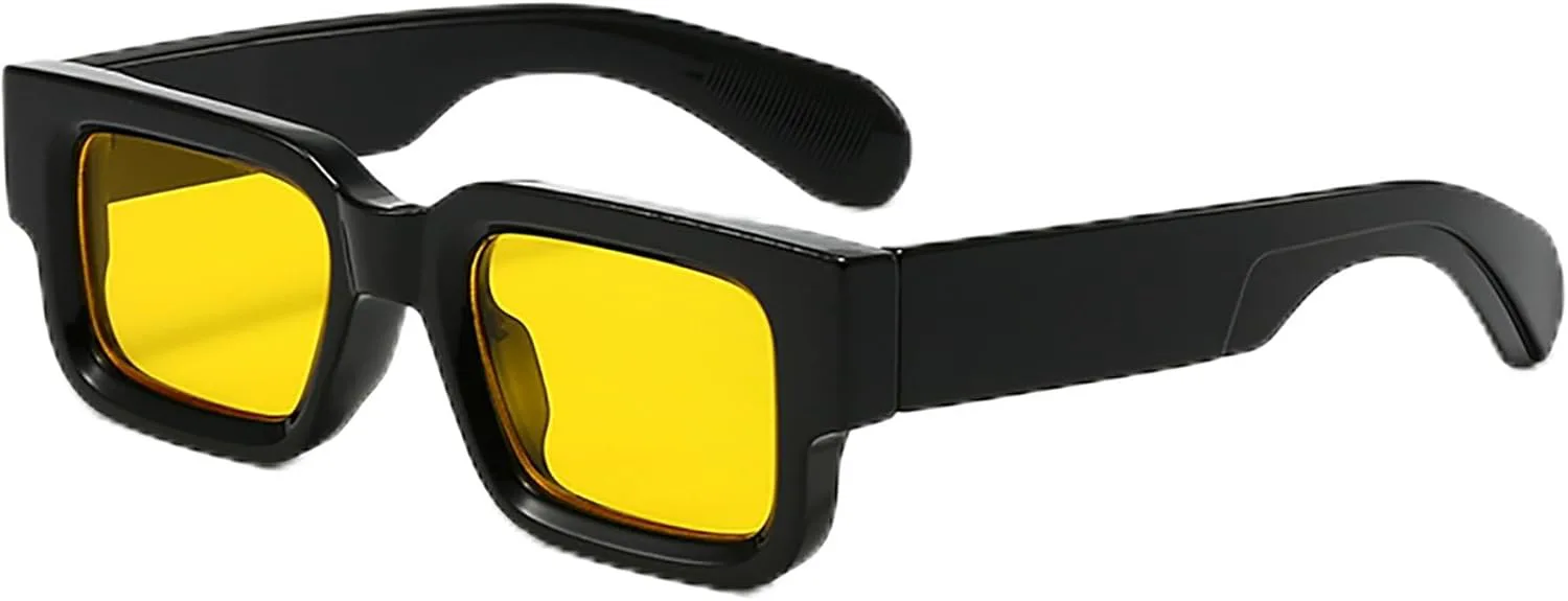 

Солнцезащитные очки в стиле ретро квадратной формы для женщин и мужчин. Модные солнцезащитные очки с толстой оправой и защитой от УФ-излучения OTICALA, Black/Yellow