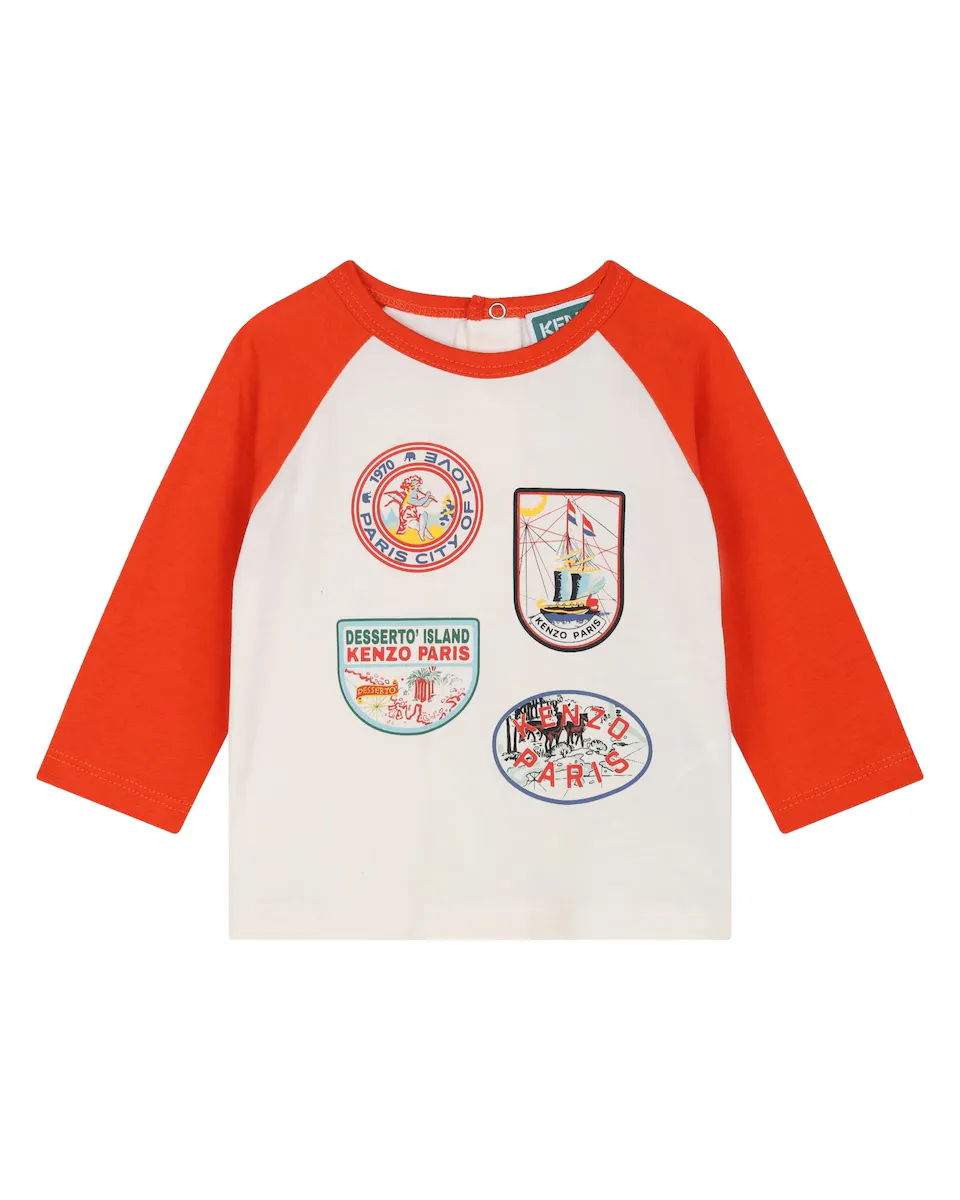 

Футболка для мальчика из 100% хлопка с контрастными рукавами Kenzo Kids, мультиколор