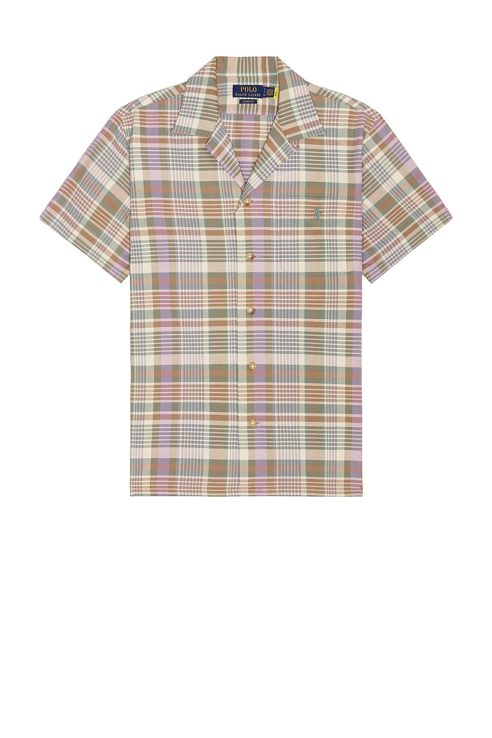 

Классическая оксфордская рубашка с коротким рукавом Andy Camp Polo Ralph Lauren, Khaki Green Multi