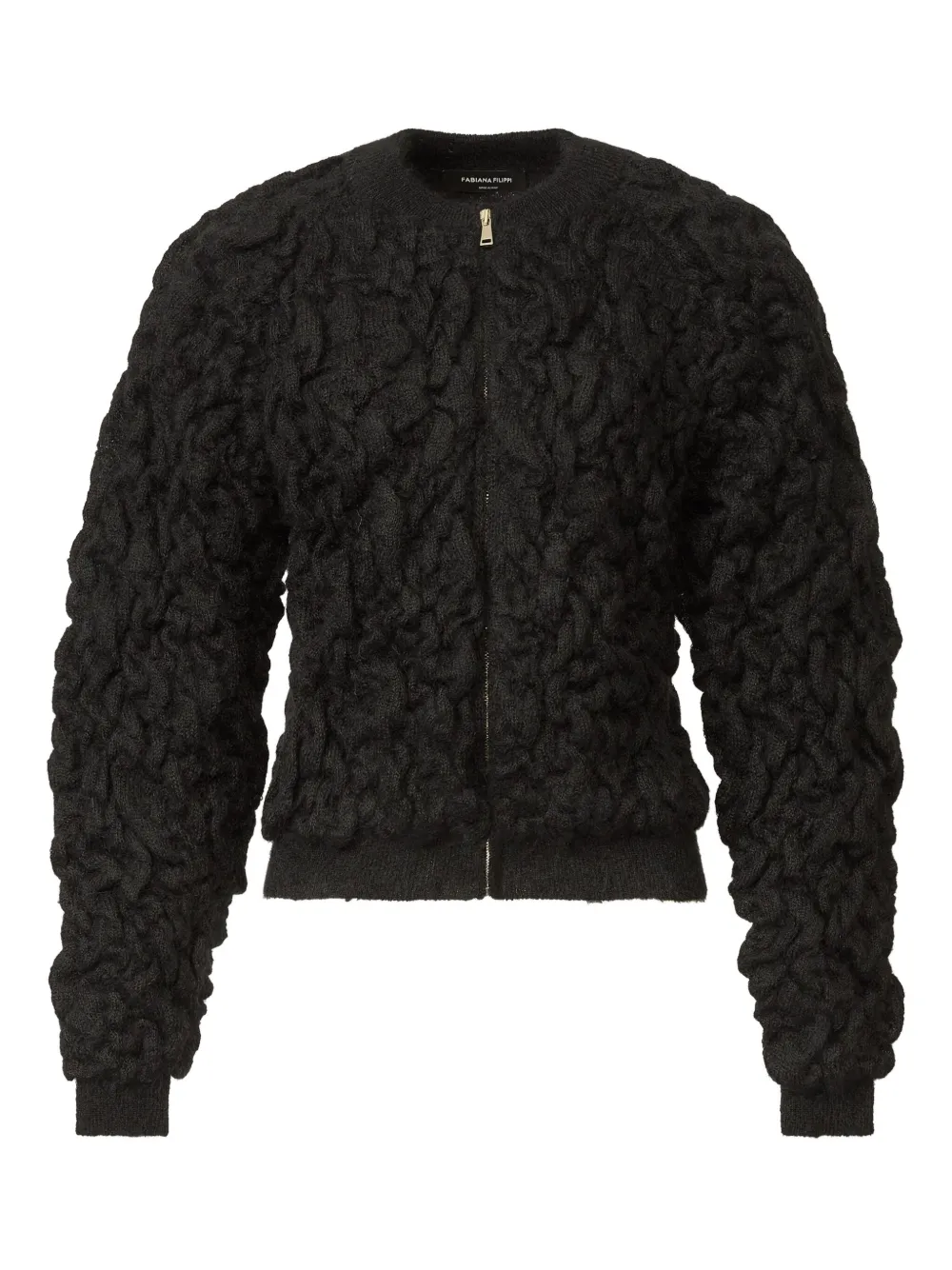 

Кардиган на молнии с пузырчатой вязкой Fabiana Filippi, черный