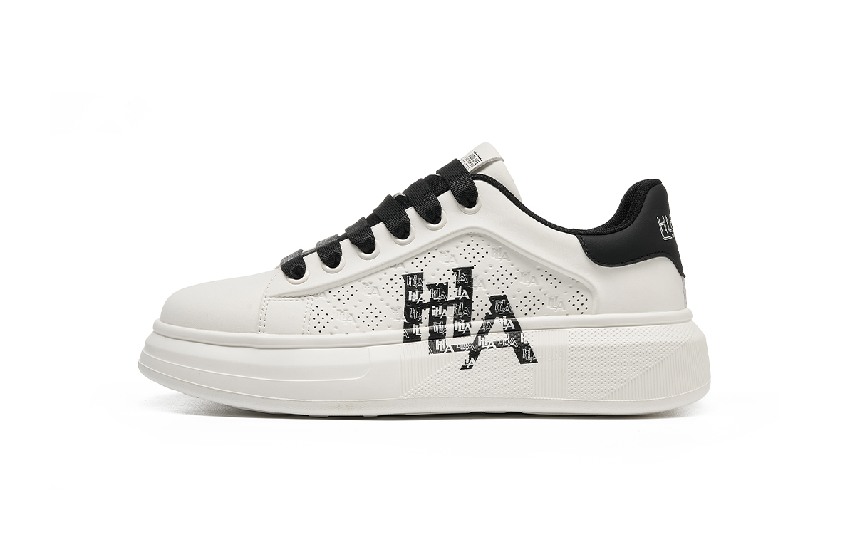 

HLA Дышащие мужские скейтерские кеды низкие бело-черные, цвет White Black[Breathable]