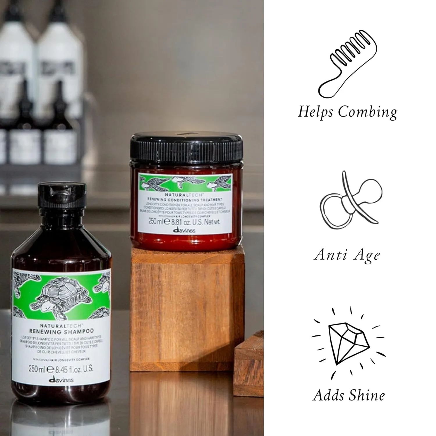 Шампунь и кондиционер Davines Naturaltech Gentle Cleansing RENEWING, улучшающие состояние волос и кожи головы, 8,45 и 8,79 жидких унций. — фото 3