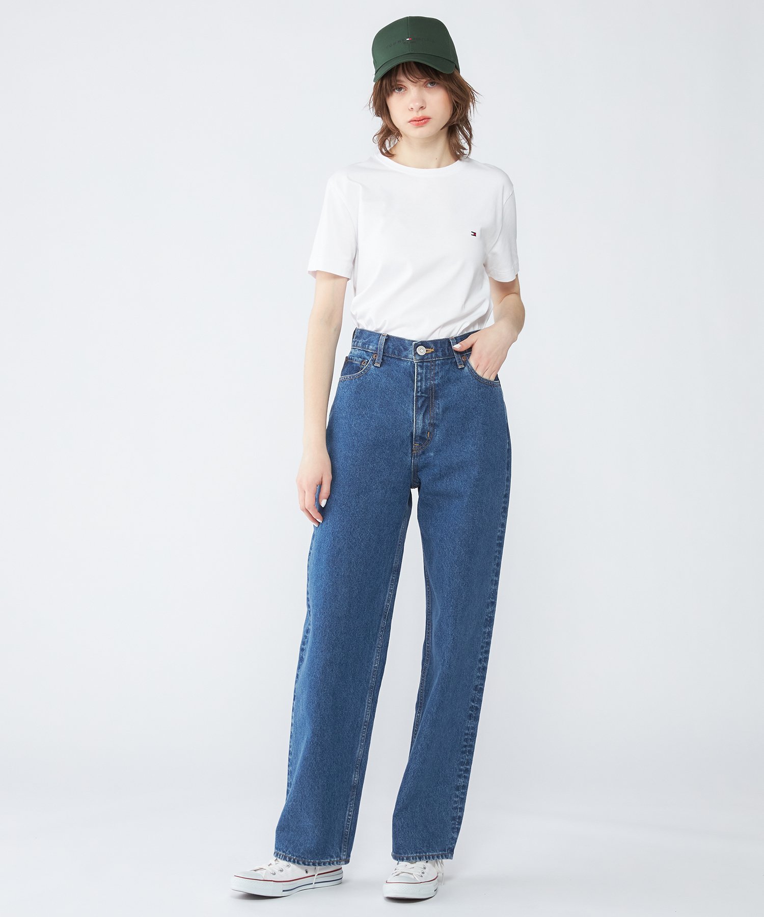Футболка TOMMY HILFIGER с круглым вырезом и логотипом One-Point, свободного кроя, White YBR — фото 3