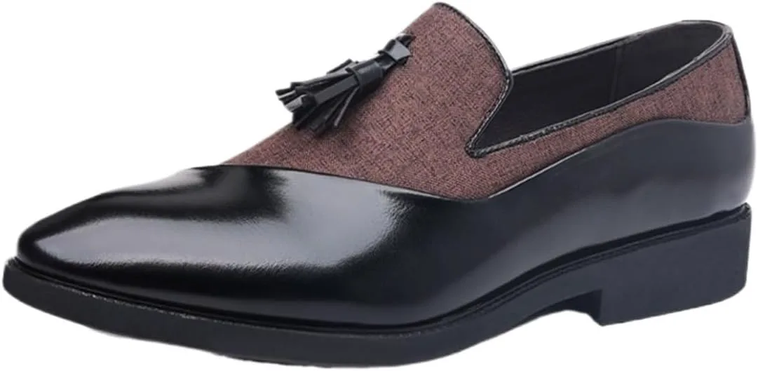 

Мужские оксфорды из кожи, классические деловые туфли с заостренным носком, без шнуровки DMGYCK, коричневый