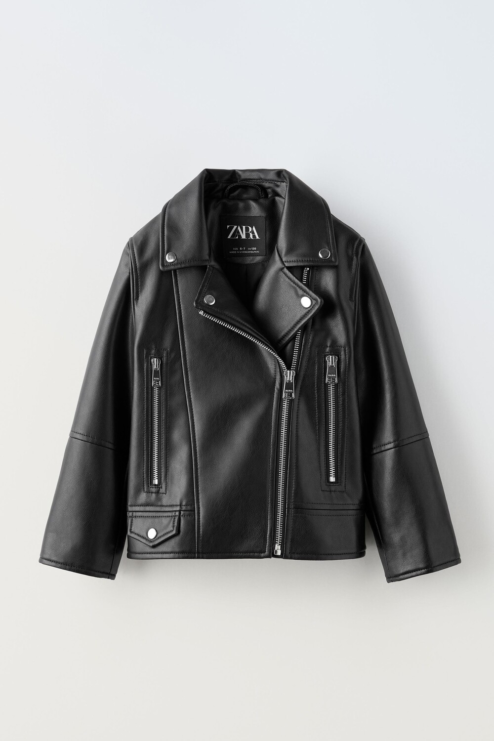 

Байкерская куртка из искусственной кожи ZARA, черный