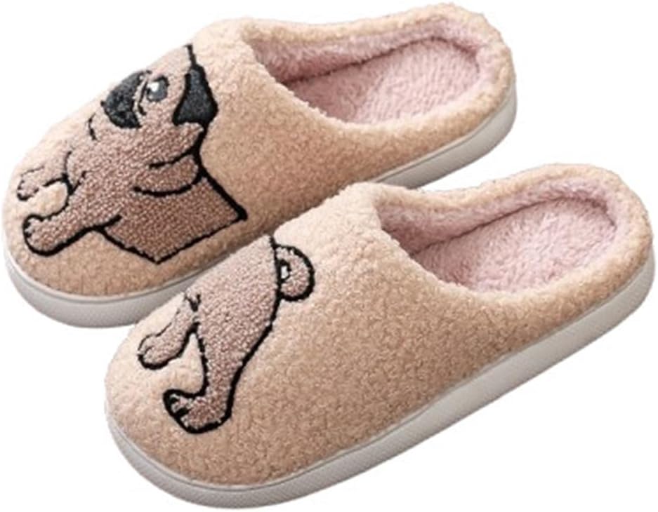 

Женские и мужские пушистые тапочки с рисунком кошек и собак, мультяшные животные, с эффектом памяти, уютные мягкие, на мягкой подошве, удобные для дома и улицы, обувь Generic, Pug