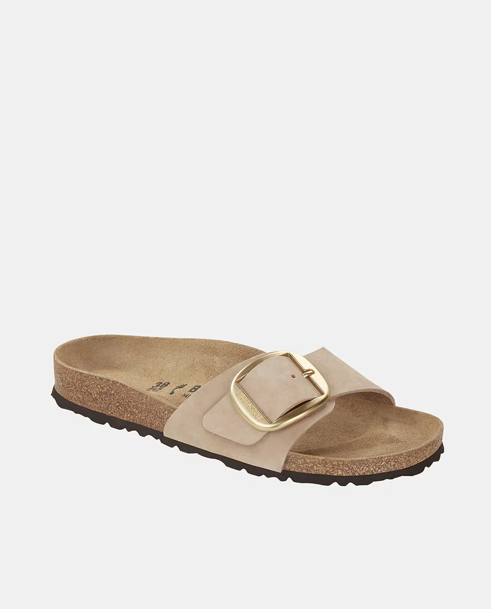 Женские сандалии Madrid с большой пряжкой из нубука Birkenstock, коричневый — фото 3
