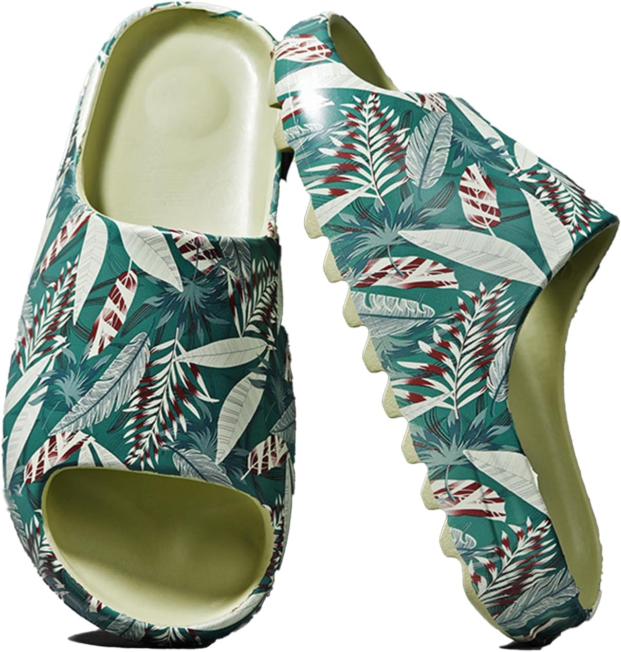 

Шлепацы LZKHW для женщин и мужчин, быстросохнущие шлепанцы с открытым носком, толстые мягкие шлепанцы, пляжная обувь, водонепроницаемые нескользящие сандалии для дома и улицы, Sy-green