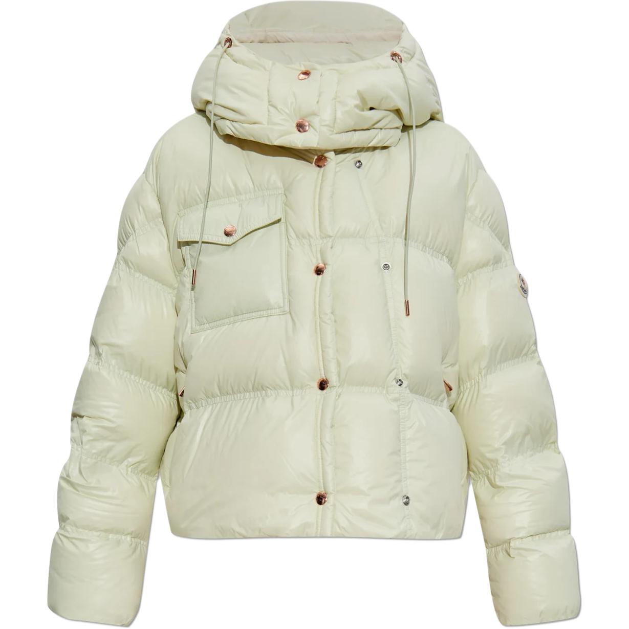 

Moncler Квадратная стёганая короткая куртка с капюшоном, Light Green