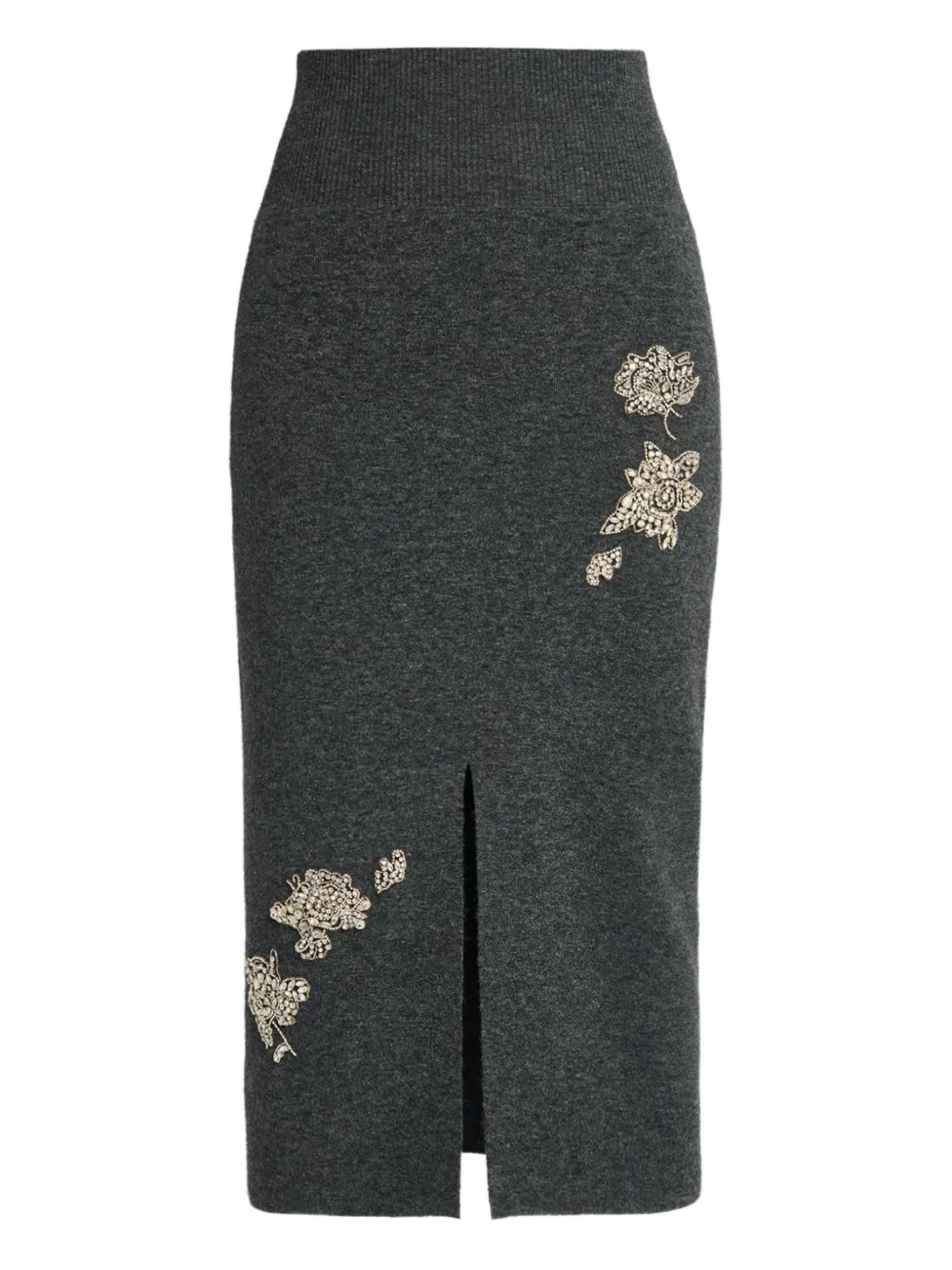 

Юбка миди с цветочным декором ERDEM, серый