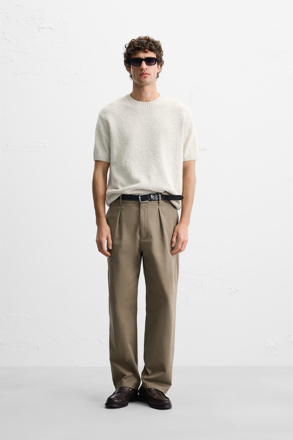 

Футболка из текстурированного трикотажа с букле ZARA, цвет Ecru/Beige