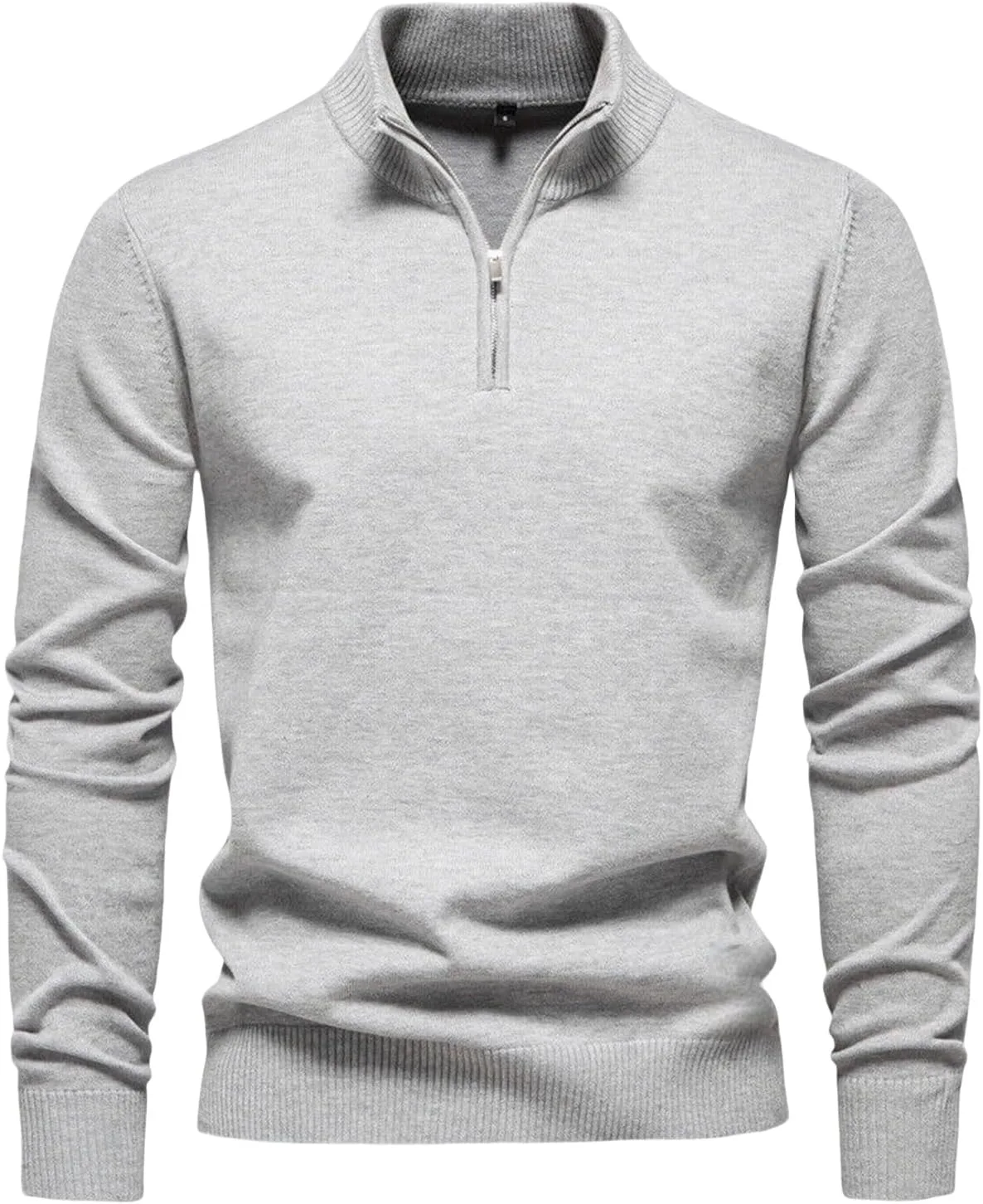 

Мужской свитер с четвертью молнии, легкий вязаный пуловер