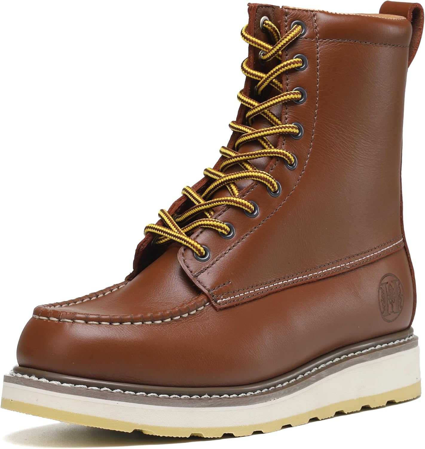 

Мужские стильные классические ботинки с мягким мок-носком EH с кожаной подошвой с нескользящей клиновидной подошвой и Goodyear Storm Welt Handpoint, Handpoint Logo (8'')