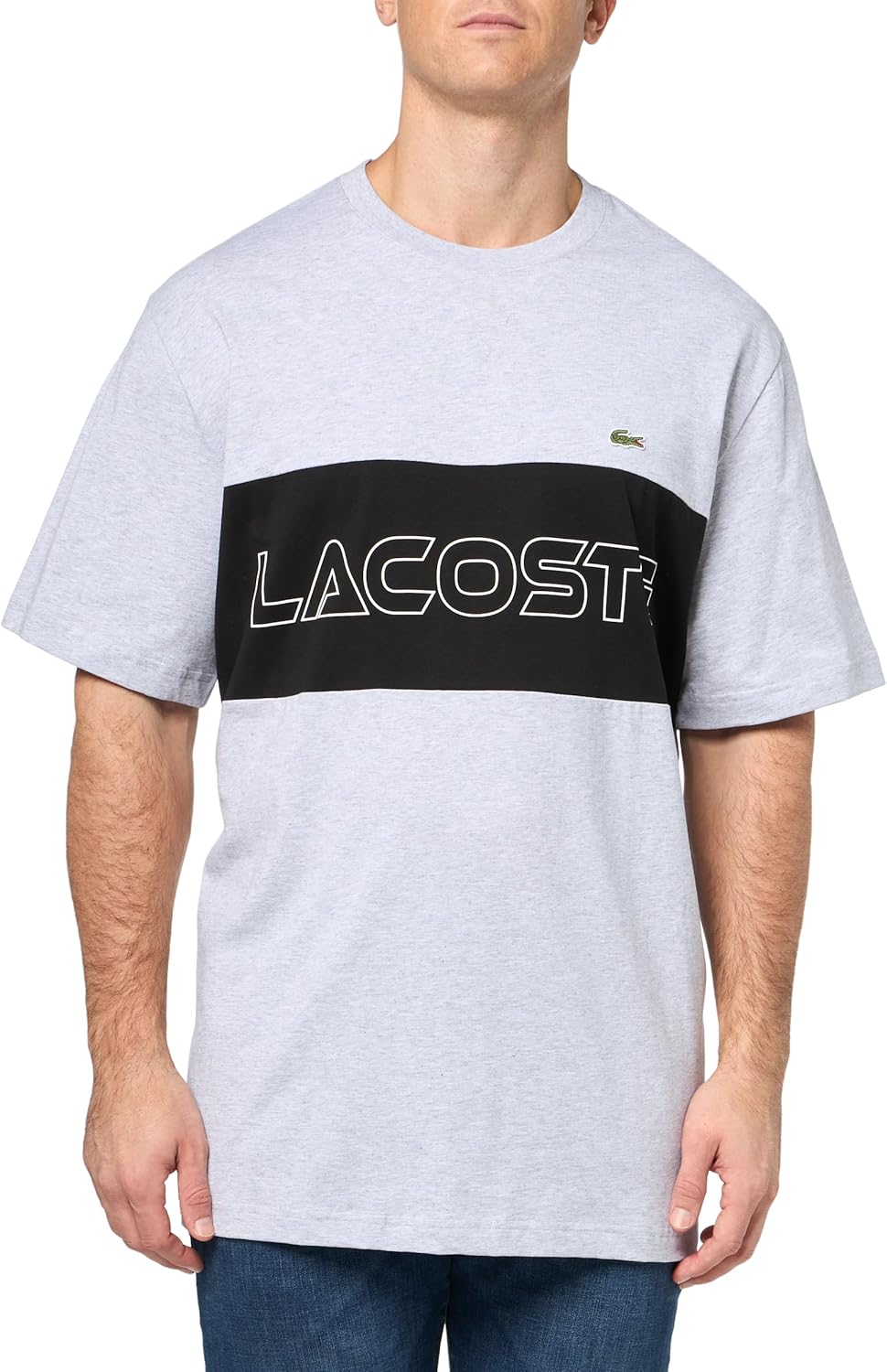 

Мужская футболка Lacoste с круглым вырезом, коротким рукавом, стандартным кроем и фирменной символикой, Silver Chine/Black, Черный, Мужская футболка Lacoste с круглым вырезом, коротким рукавом, стандартным кроем и фирменной символикой, Silver Chine/Black