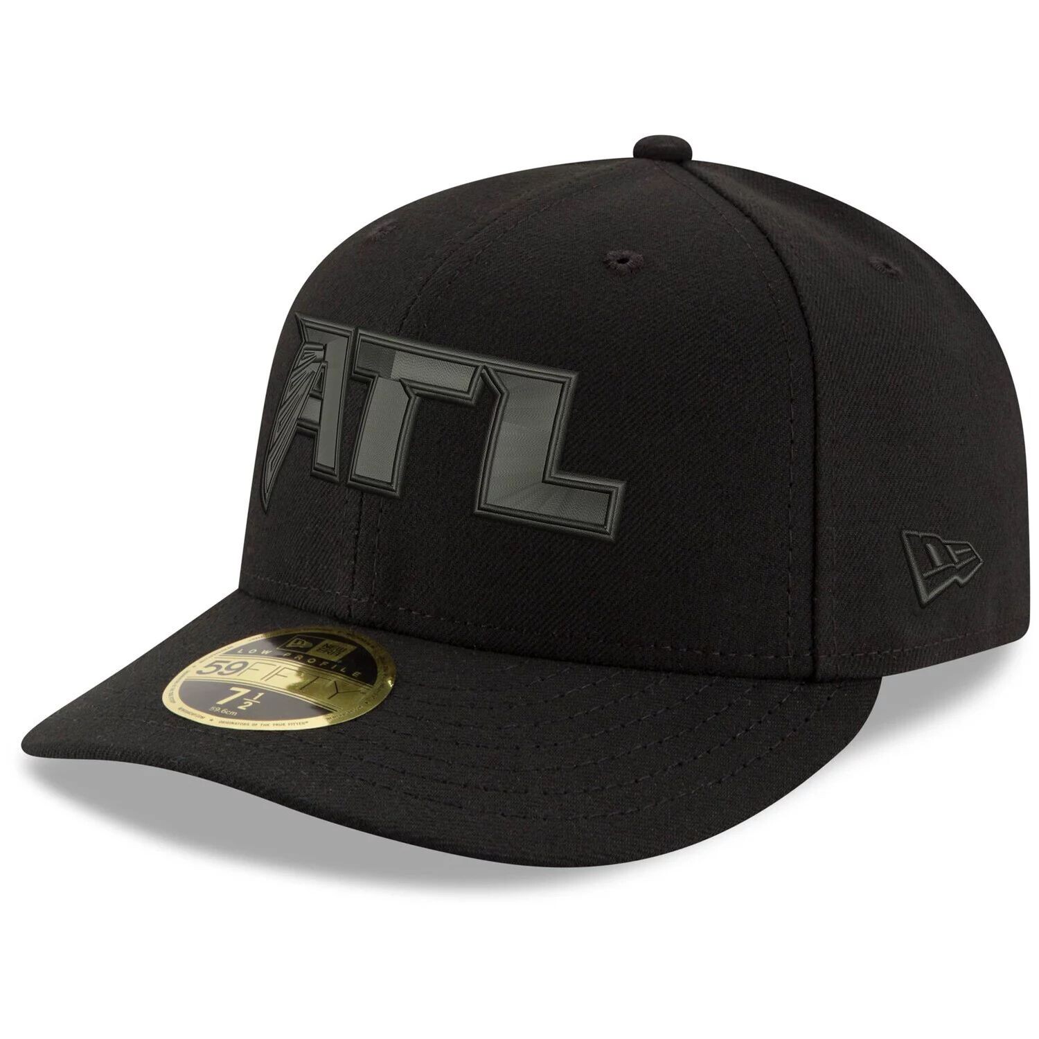

Мужская шляпа New Era Black Atlanta Falcons с альтернативным логотипом, черный на черном, низкопрофильная 59FIFTY II, приталенная шляпа