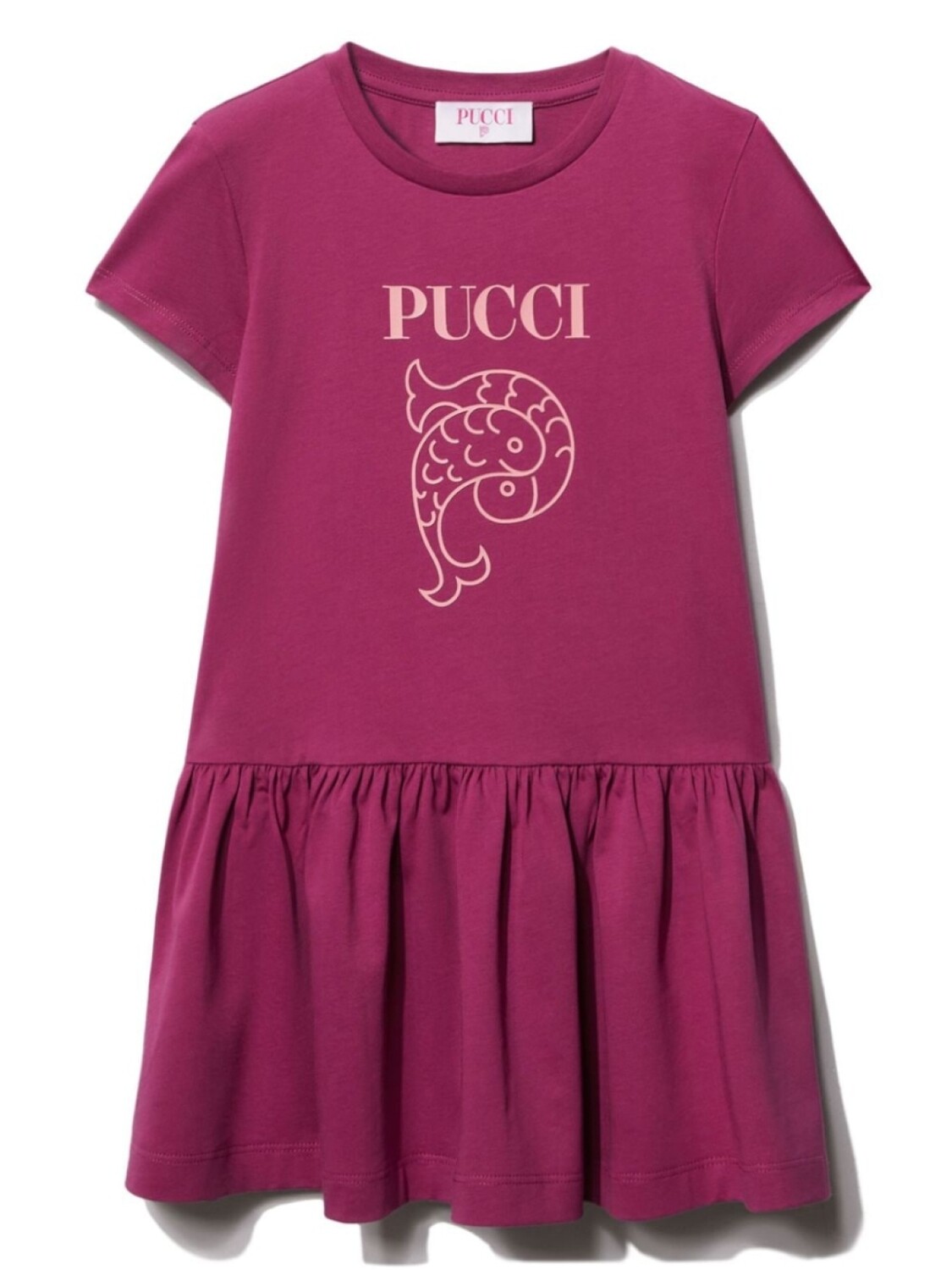 

PUCCI Junior хлопковое платье с логотипом, фиолетовый