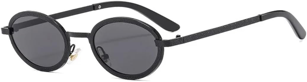 

Винтажные круглые мужские солнцезащитные очки, модные маленькие овальные металлические очки для женщин, роскошные очки для женщин с защитой от УФ-излучения UV400 HHZZYVY, Black-black