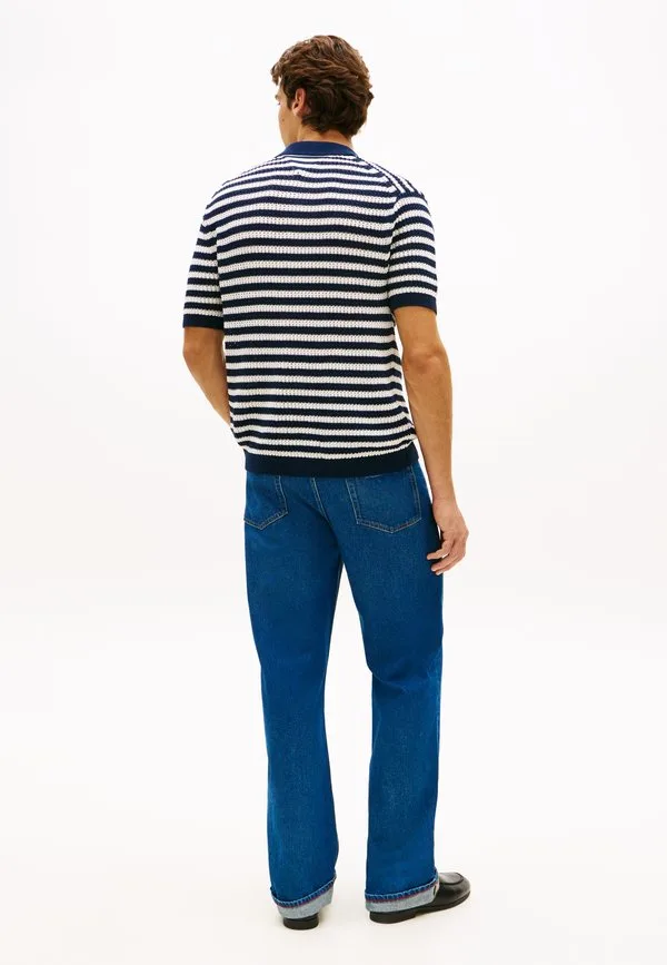 Стильная повседневная рубашка поло свободного кроя из трикотажа Tommy Hilfiger, Navy Iris/White — фото 3